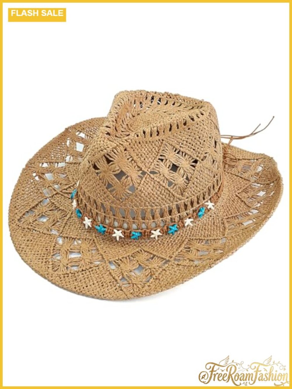 Straw Cowboy Hat Wide Brim Sun Hat Foldable Western Travel Beach Hat